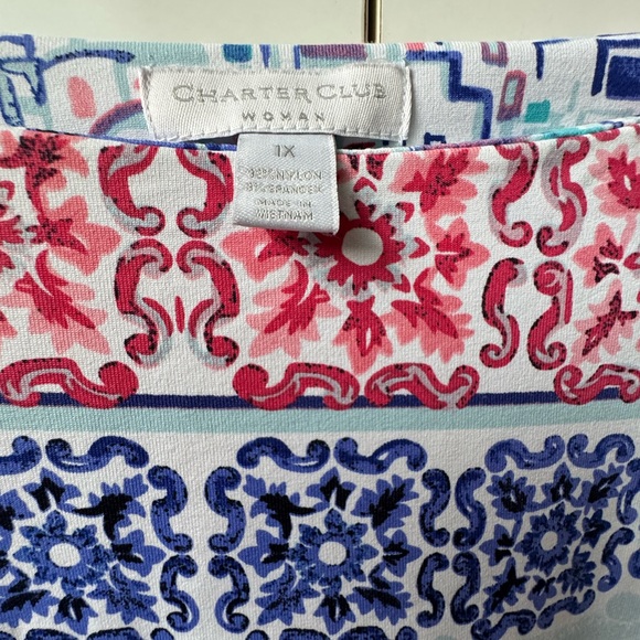 Charter Club Multicolor Scenic Print Blouse - Picture 2 of 5